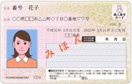 マイナンバーカードのおもて面の見本の写真