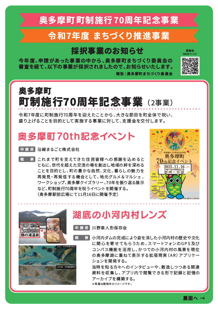 町制施行70周年記念事業（採択事業）
